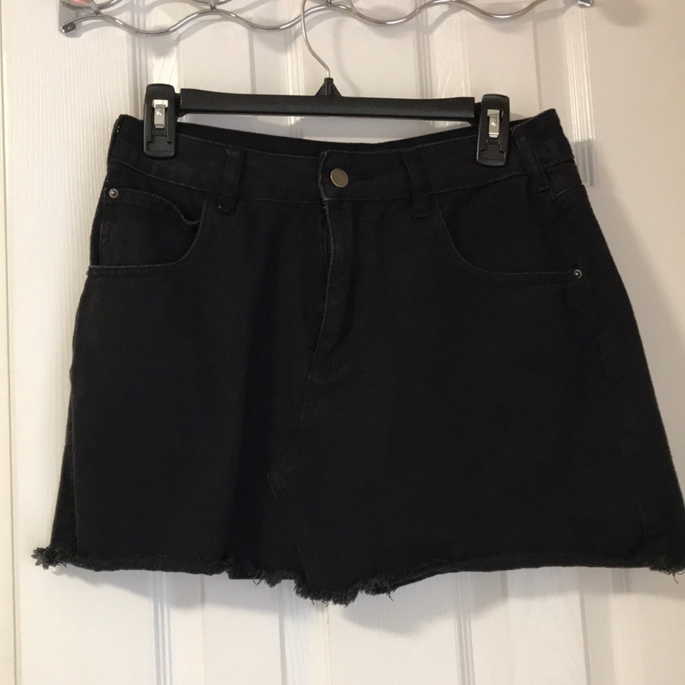 Black denim skirt